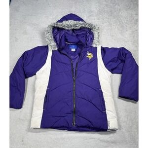 Minnesota Vikings Jacket Mens Medium NFL Football Reebok Hooded Coat